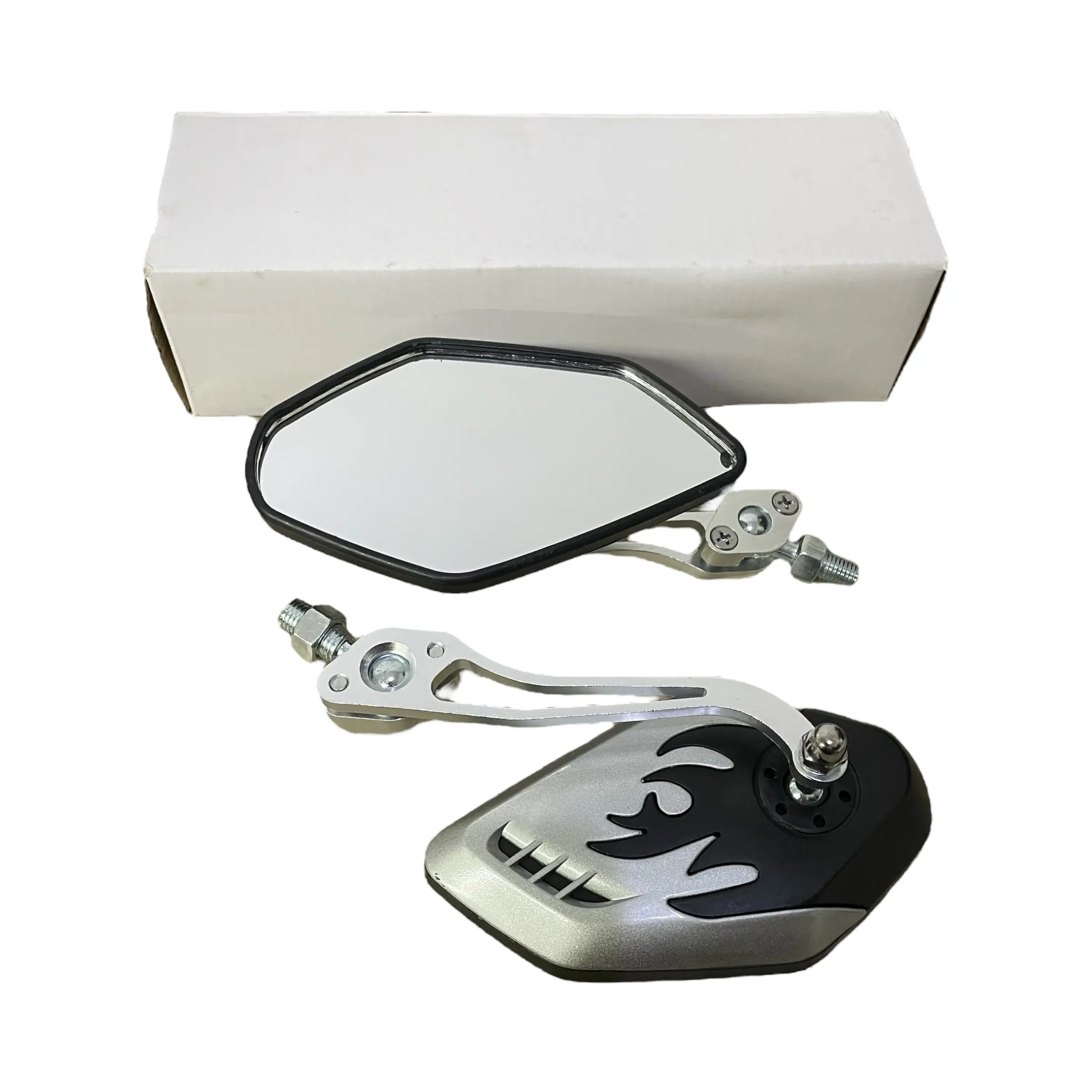 Espejo plata para moto universal tipo flamas