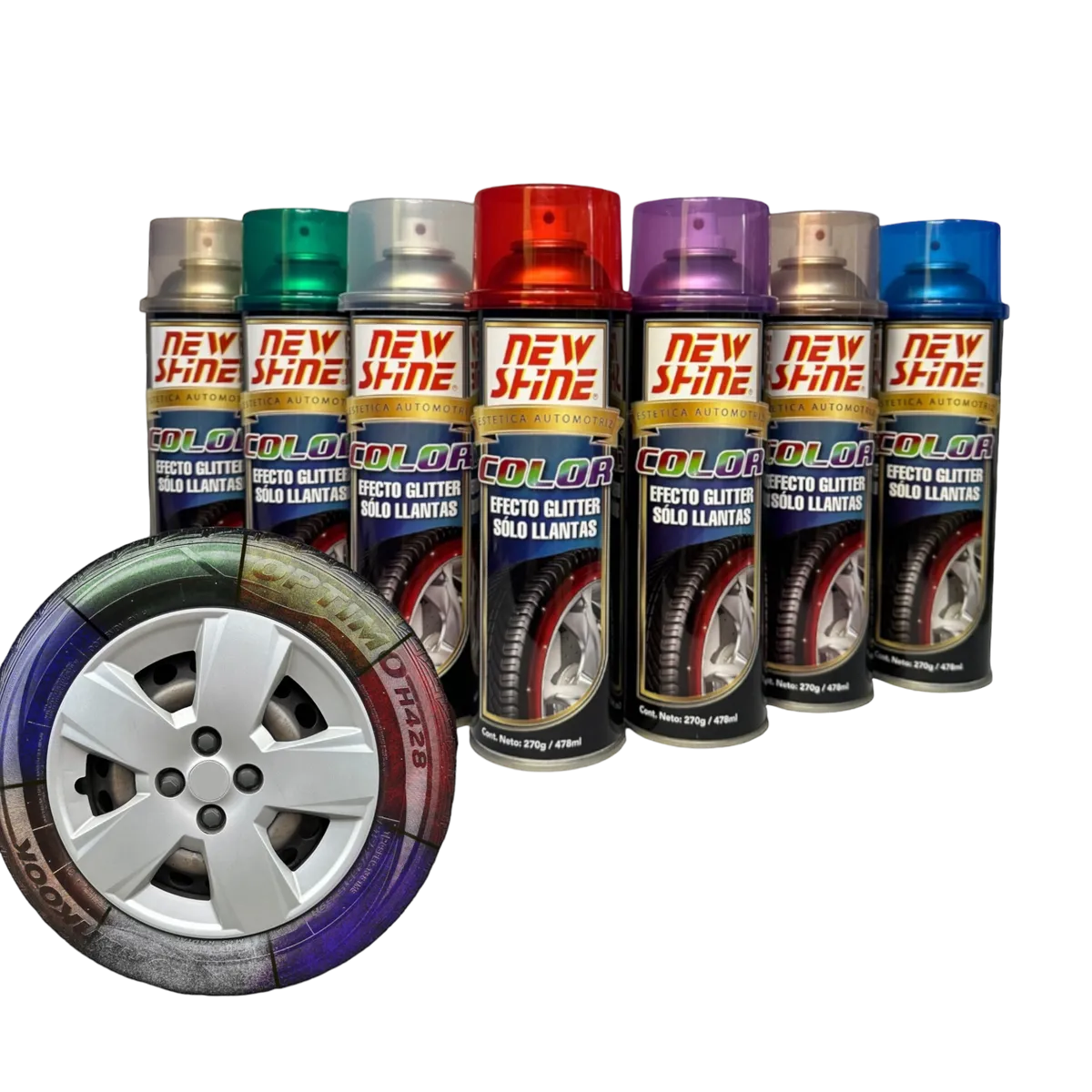 New shine efecto glitter para llantas