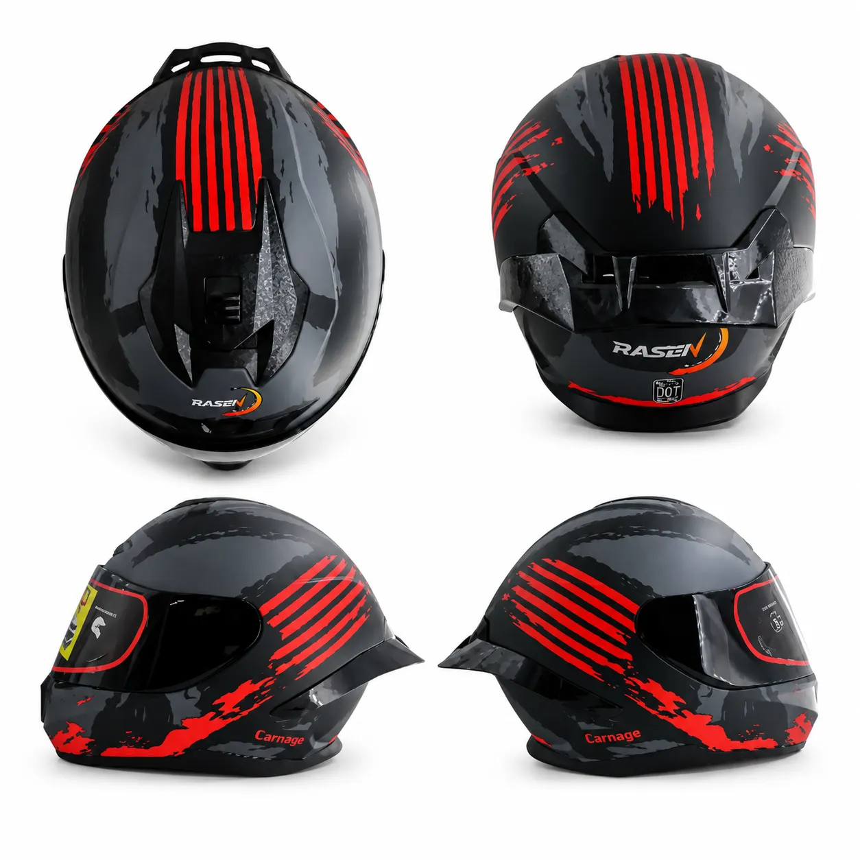 Casco cerrado con franjas rojas certificado DOT