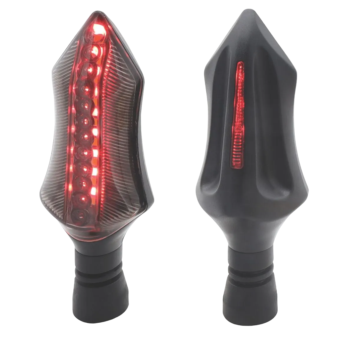 Direccional LED secuencial tipo deportiva (rojo/ámbar y azul/ámbar)