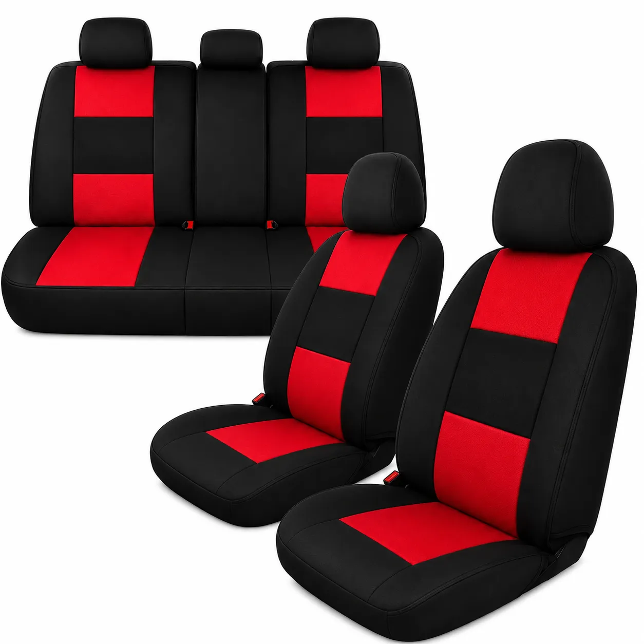 Cubre asiento rojo cabecera separada (Juego completo, delanteros y traseros)