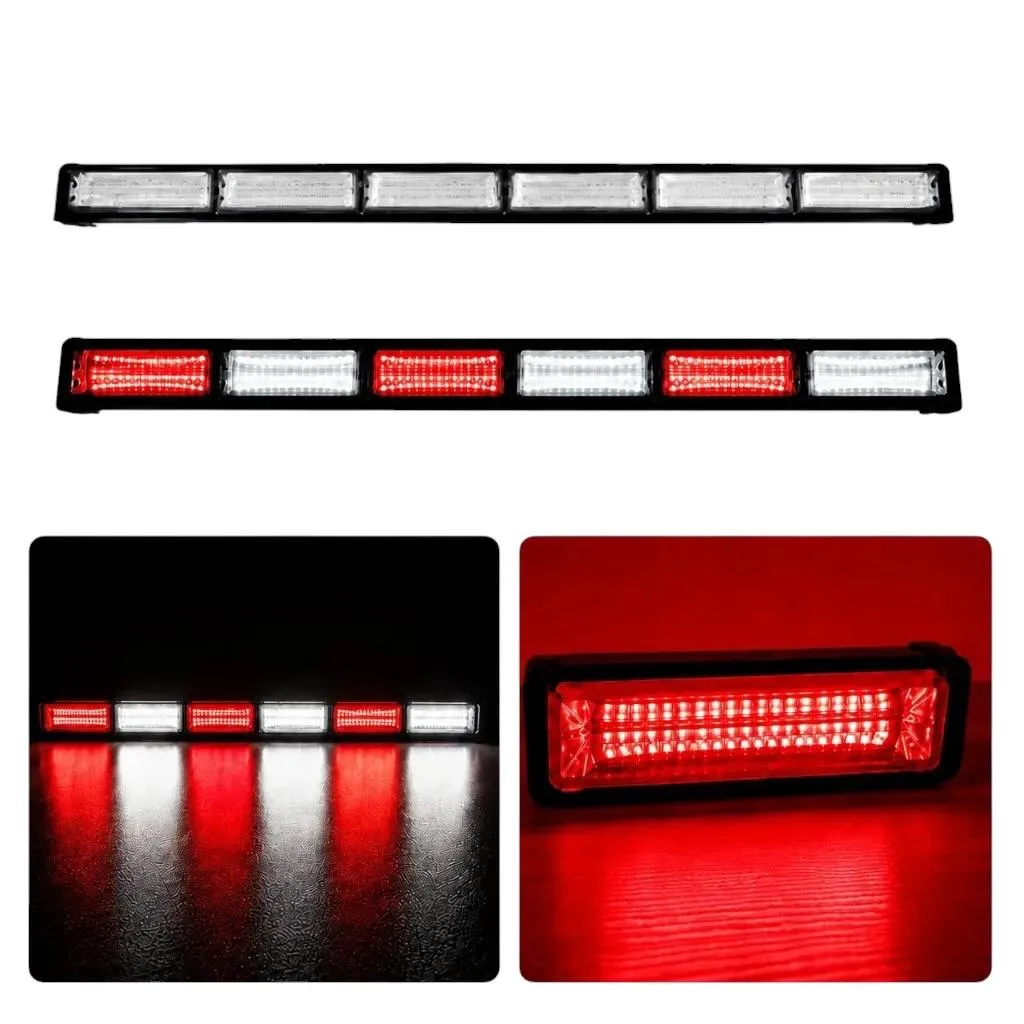 Barra LED blanco/rojo de 6 paneles cob con funciones
