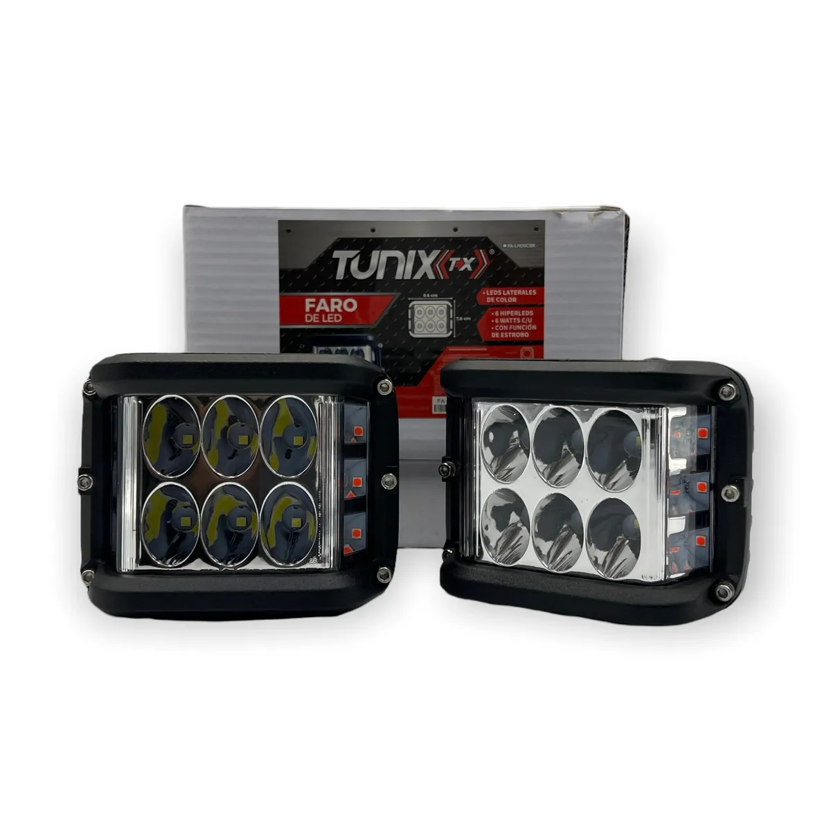 Faro de 6 LED luz blanca con cuartos