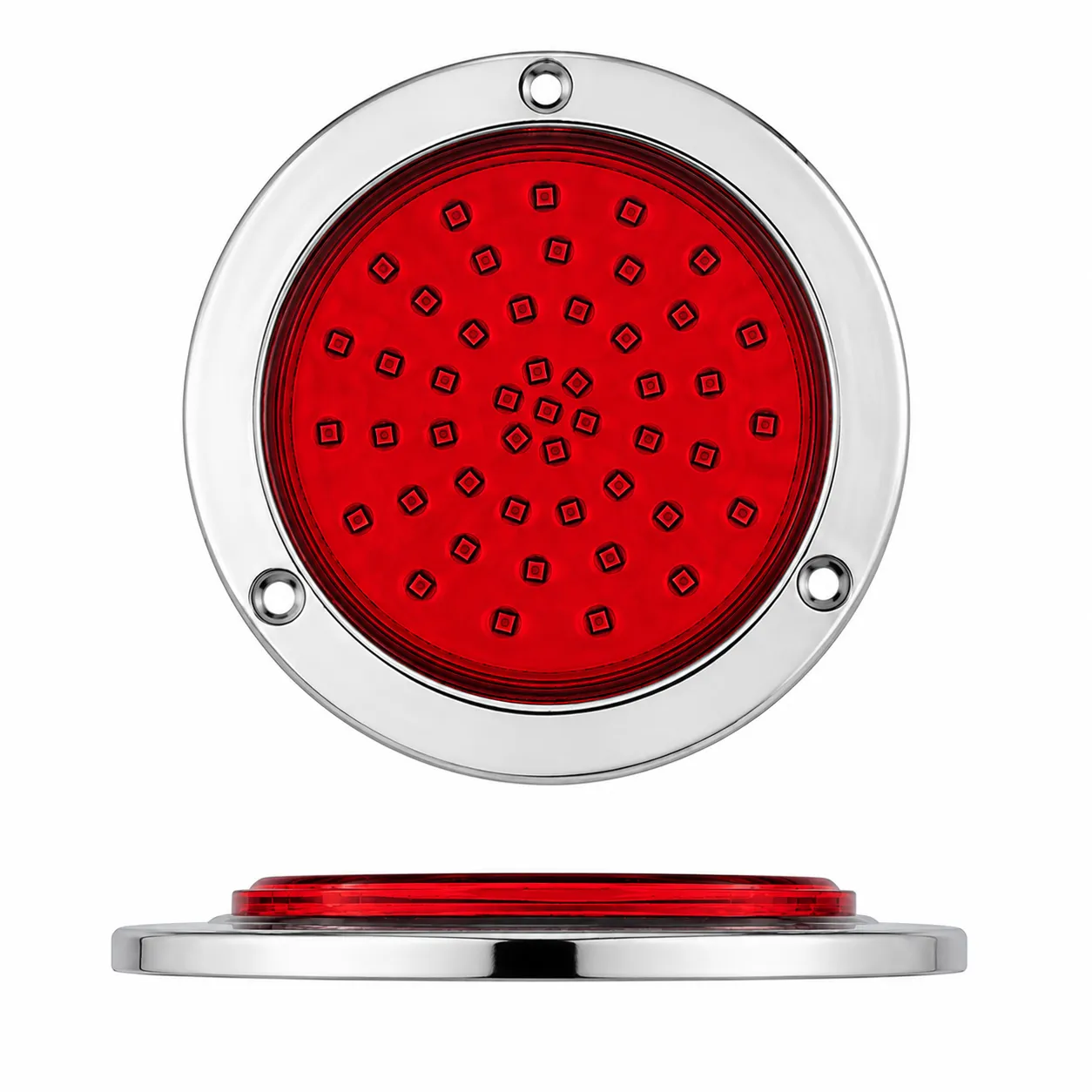 Plafón multivoltaje redondo de 48 LED ultra slim con estrobo — Rojo