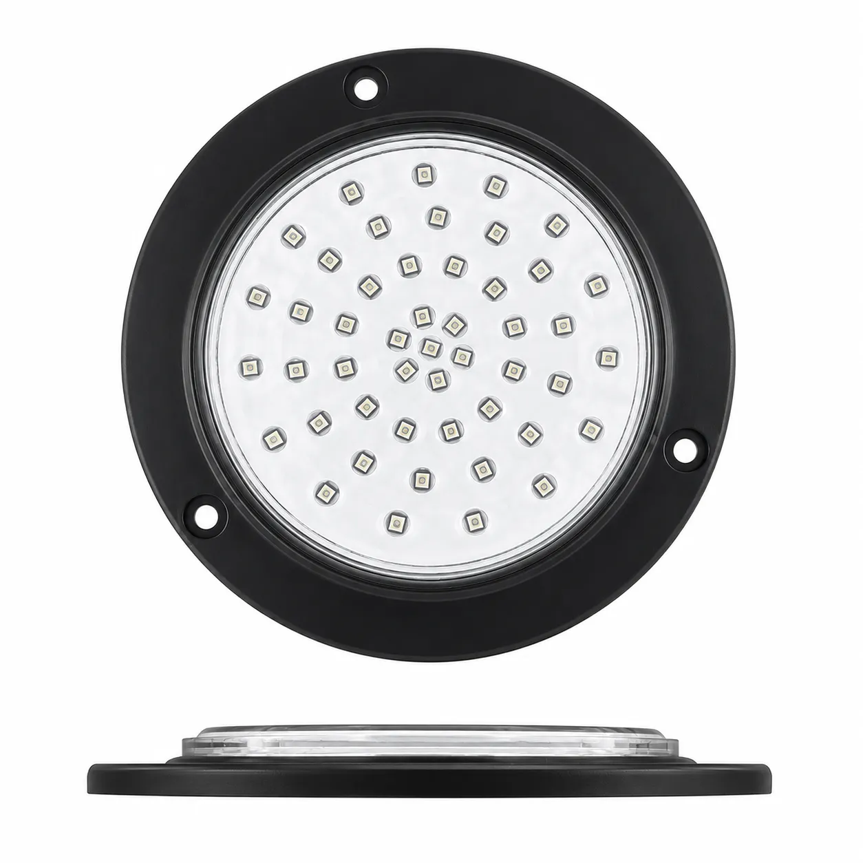 Plafón redondo de 48 LED contorno negro — Blanco