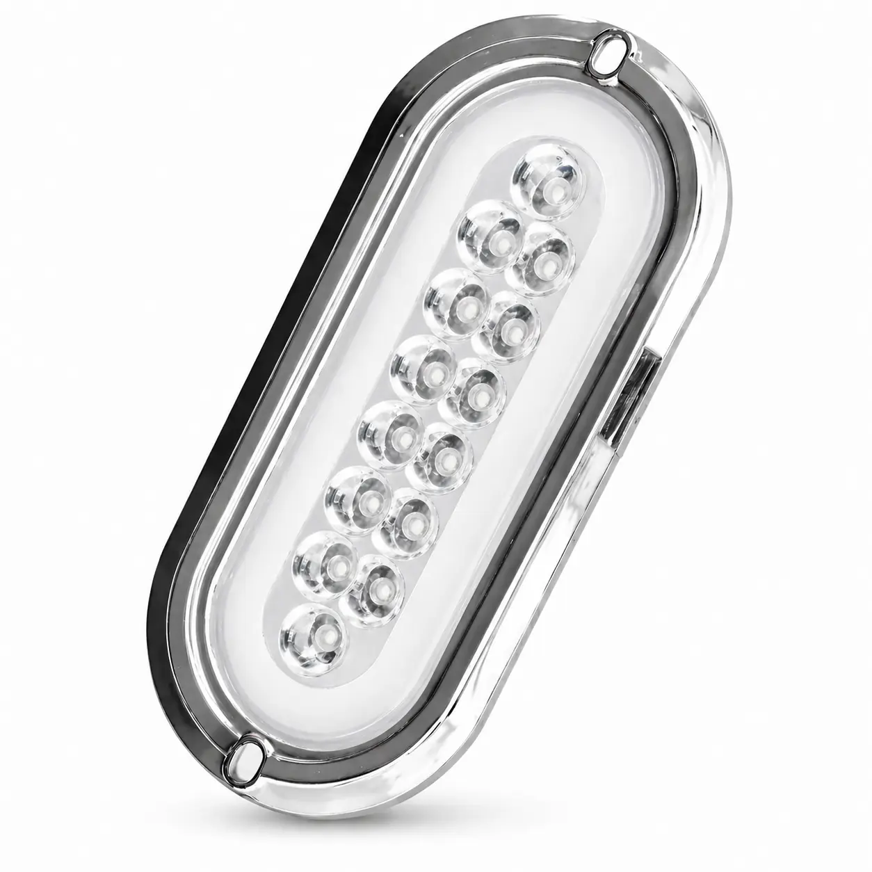 Plafón LED blanco con aro de gel cromado