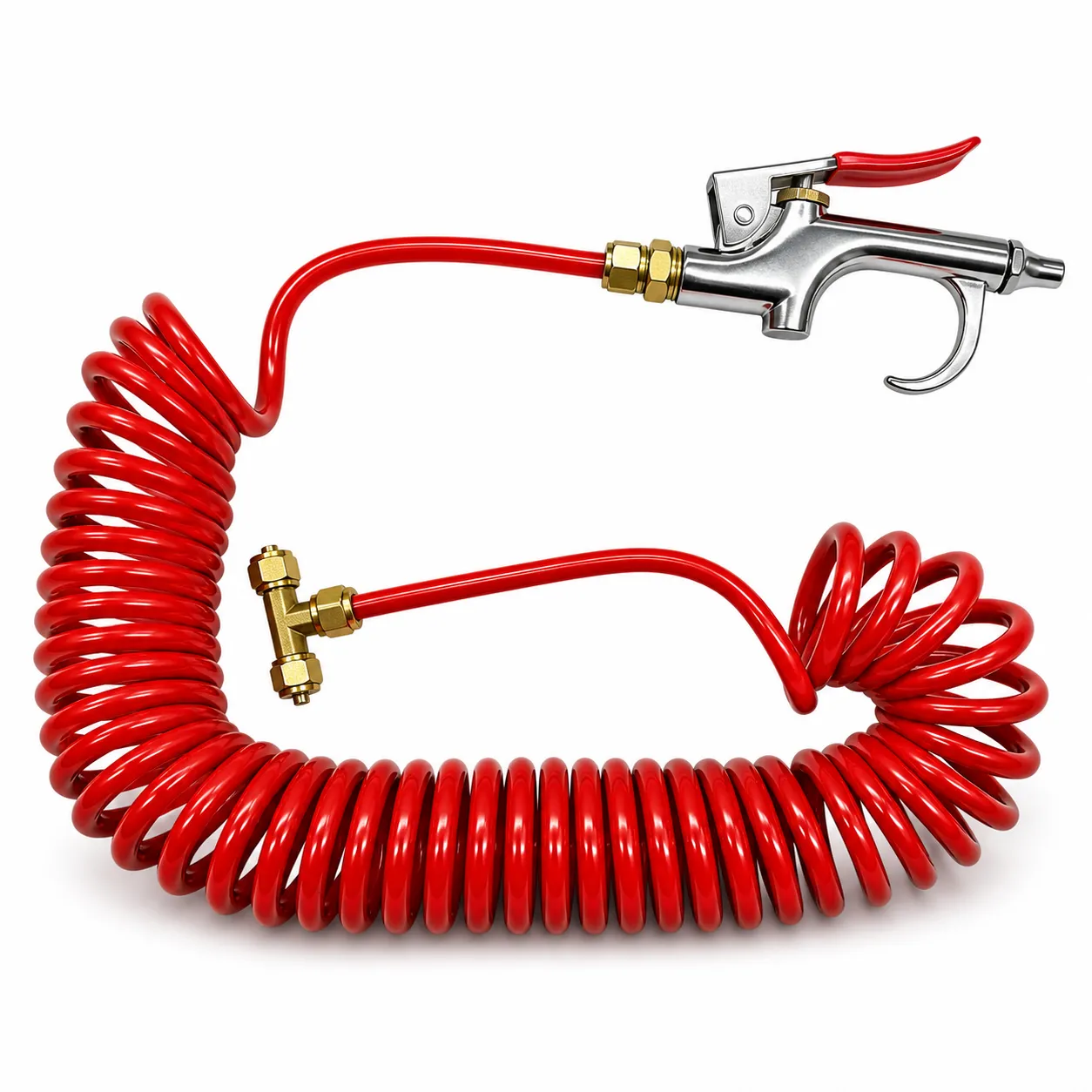 Pistola de aire con manguera roja