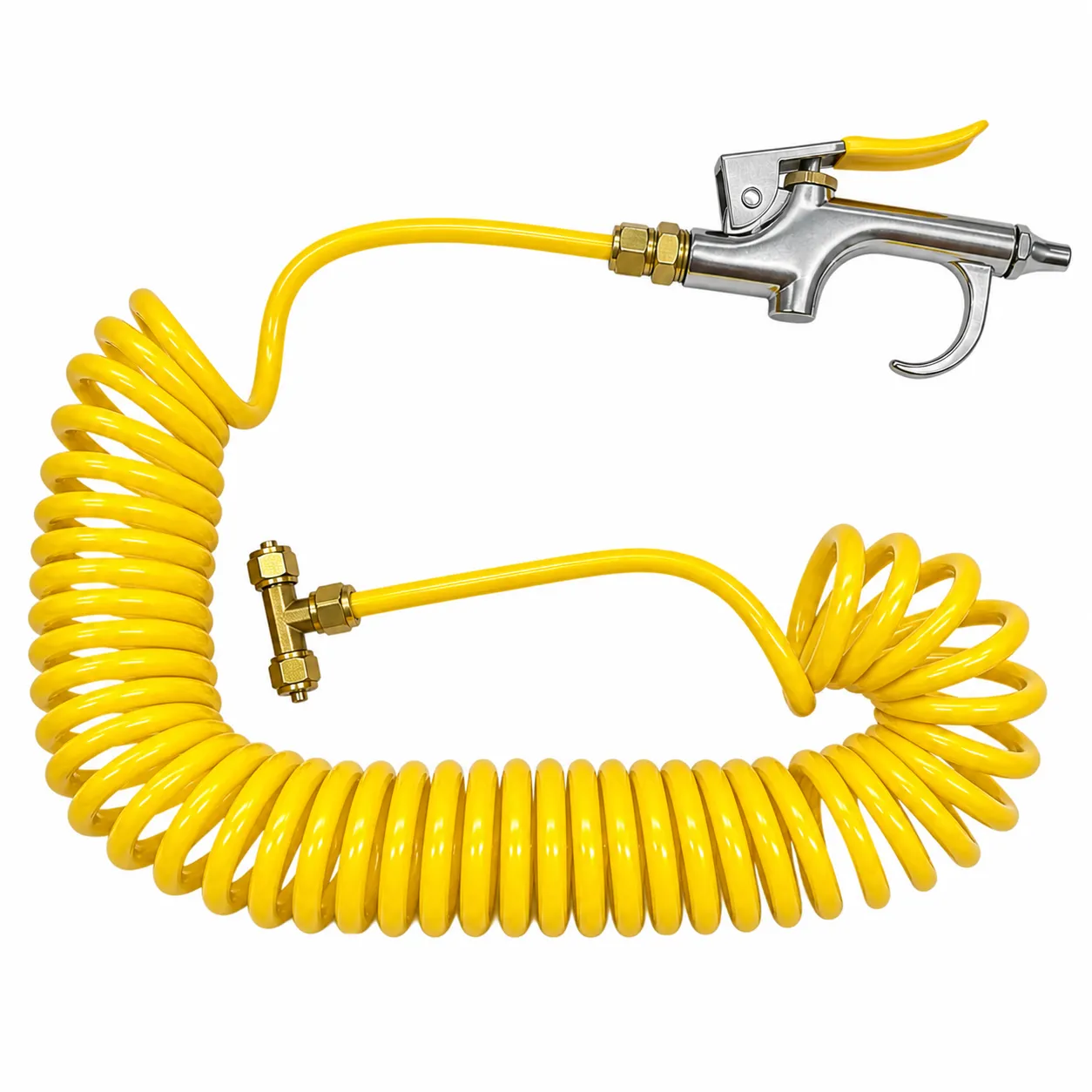Pistola de aire con manguera amarilla
