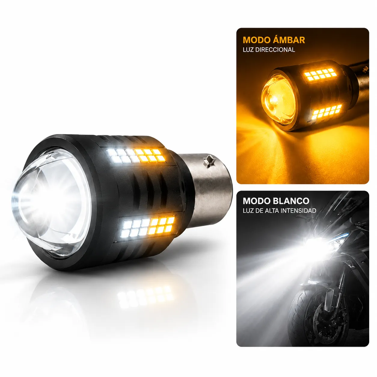 Foco LED premium entrada BA20 blanco/ámbar
