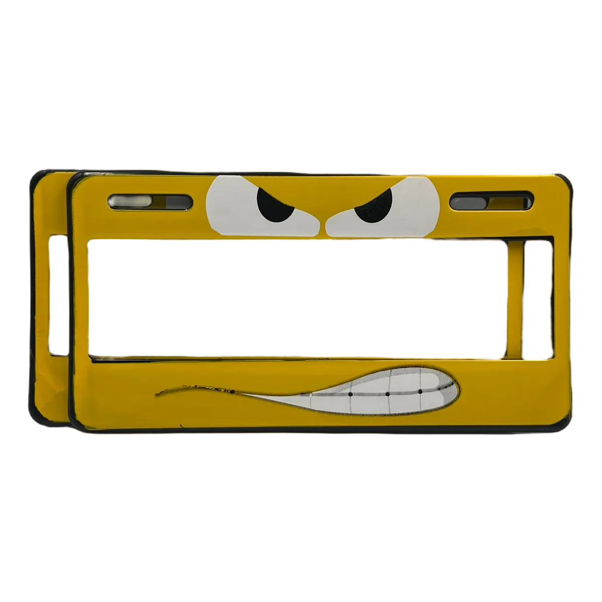 Portaplaca flexible angry face · Amarillo