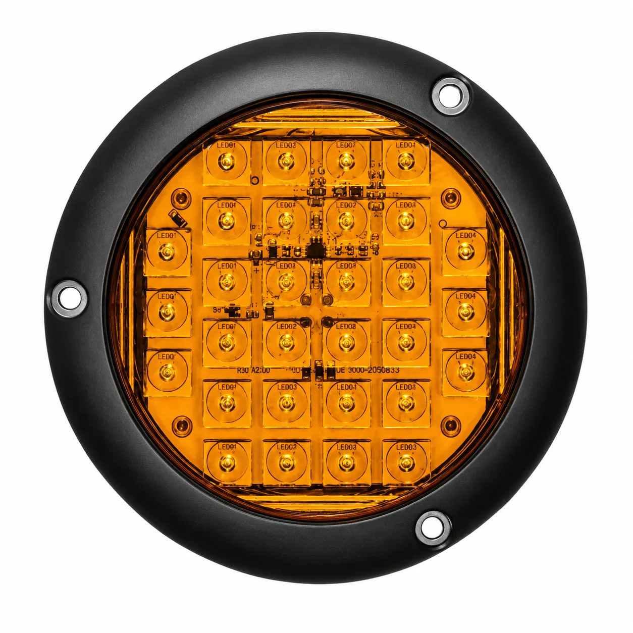 Plafón de 4" ultra slim de 30 LED con estrobo contorno negro · Ámbar