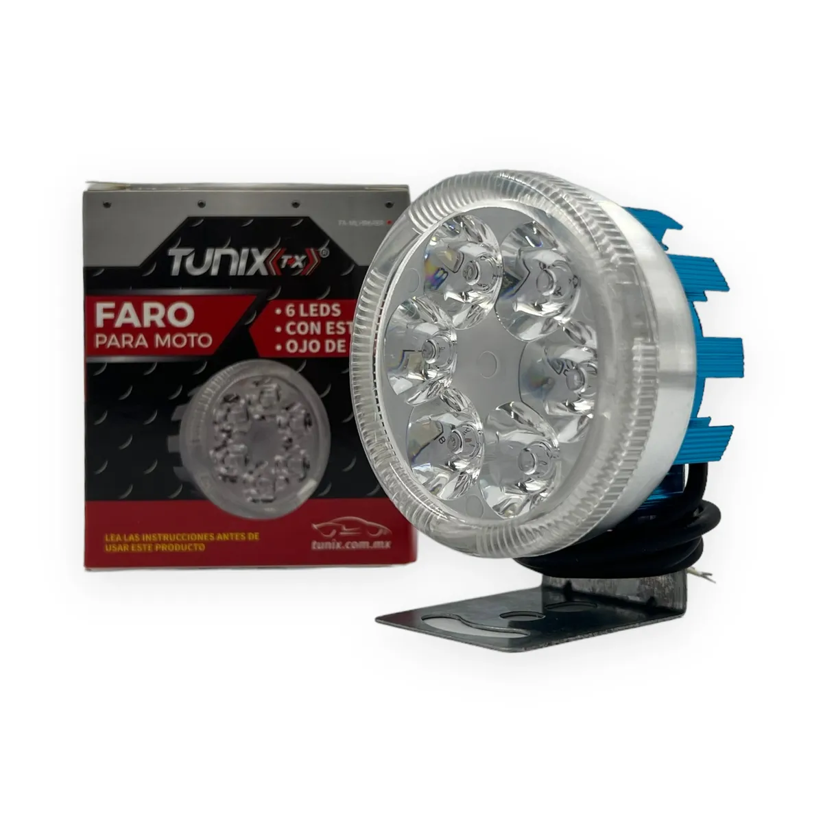 Faro de 6 LED con aro de ángel y carcaza de color · Azul