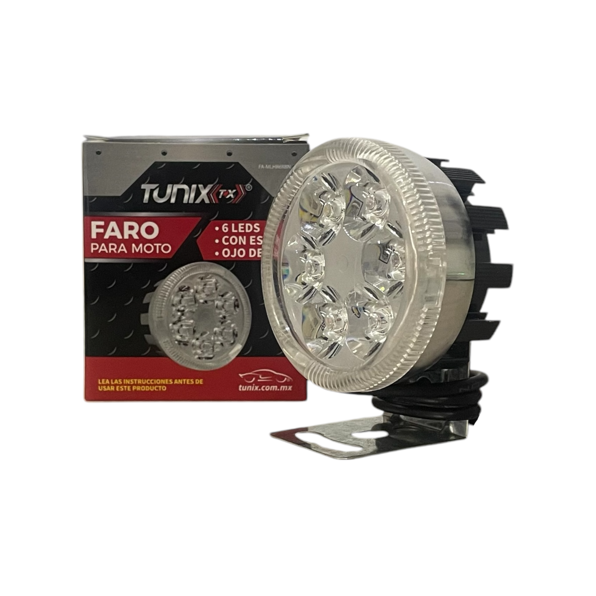 Faro de 6 LED con aro de ángel y carcaza de color — Negro
