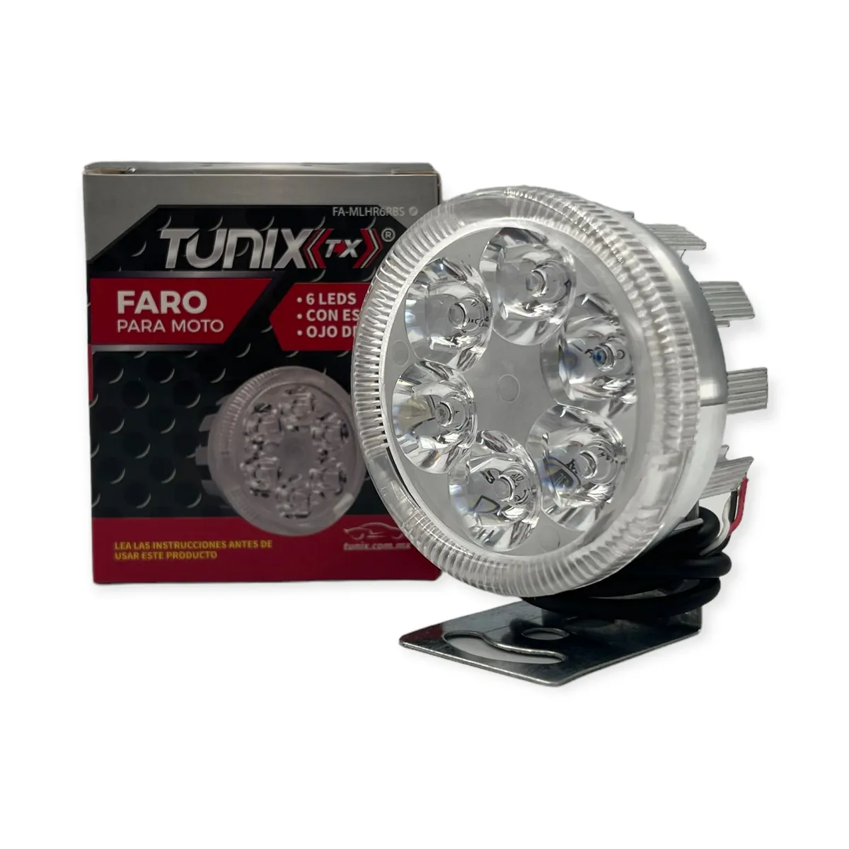 Faro de 6 LED con aro de ángel y carcaza de color — Plata