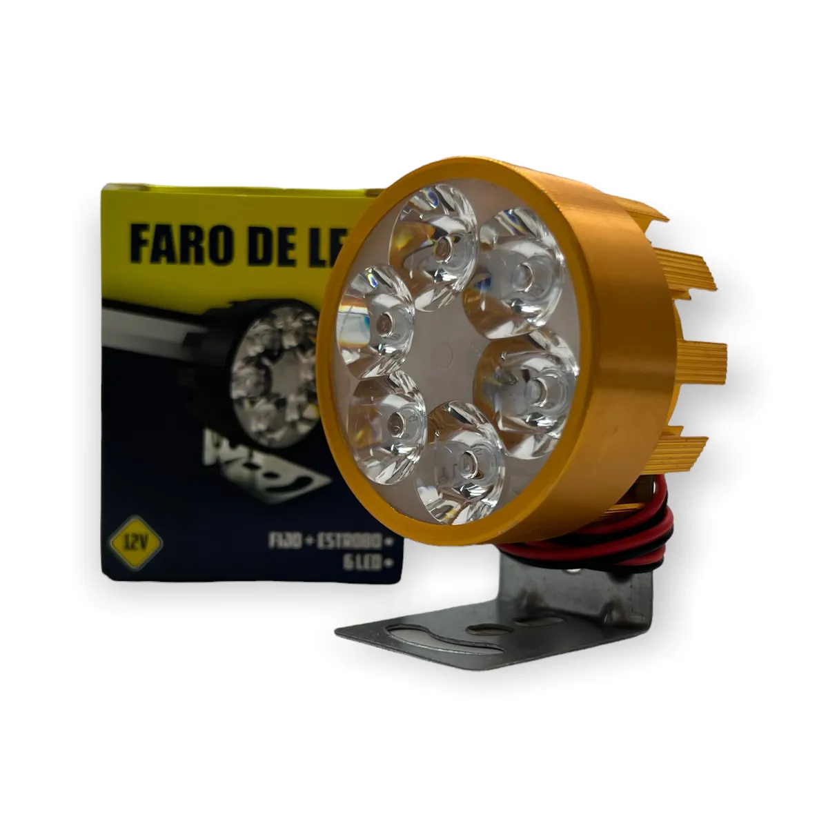 Faro de 6 LED en carcaza de color — Dorado
