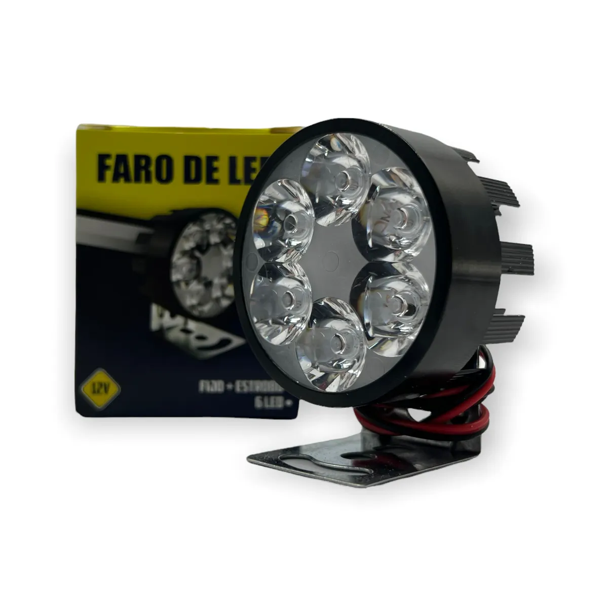 Faro de 6 LED en carcaza de color · Negro