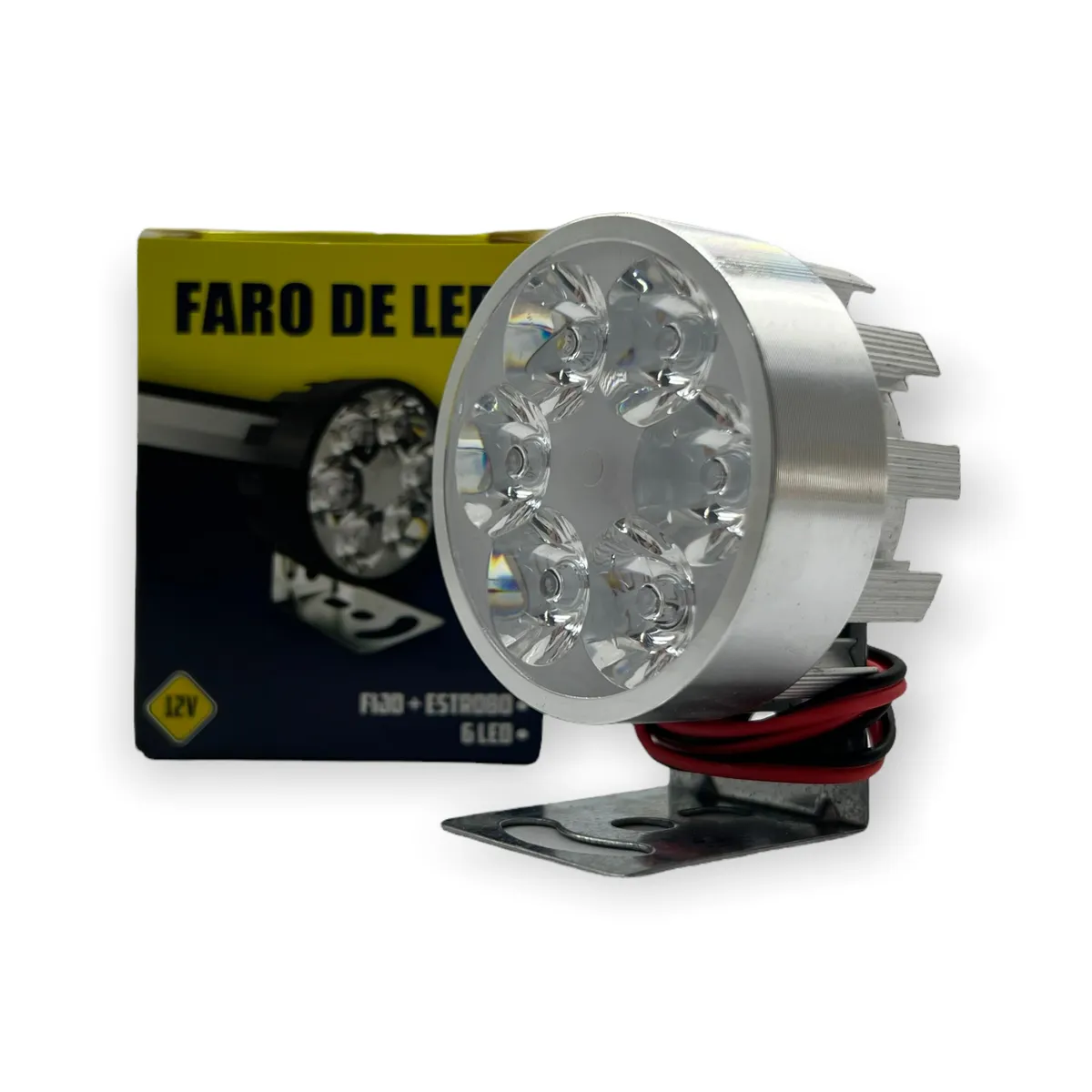 Faro de 6 LED en carcaza de color · Plata