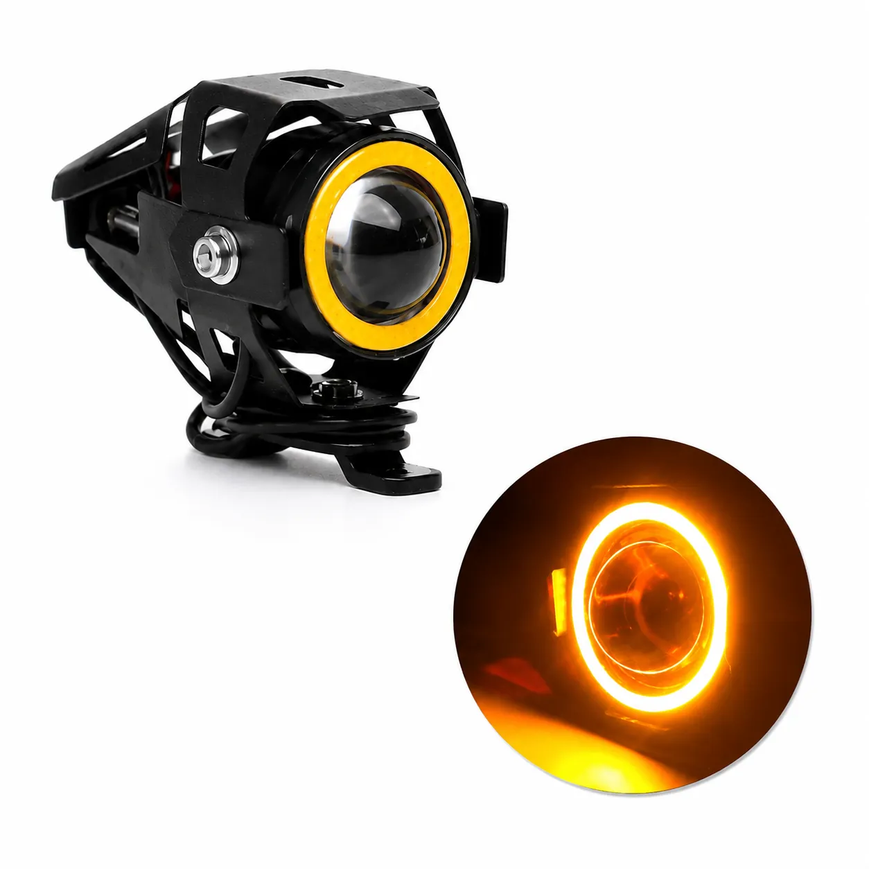 Faro para moto carcaza y ojo de ángel — Ámbar