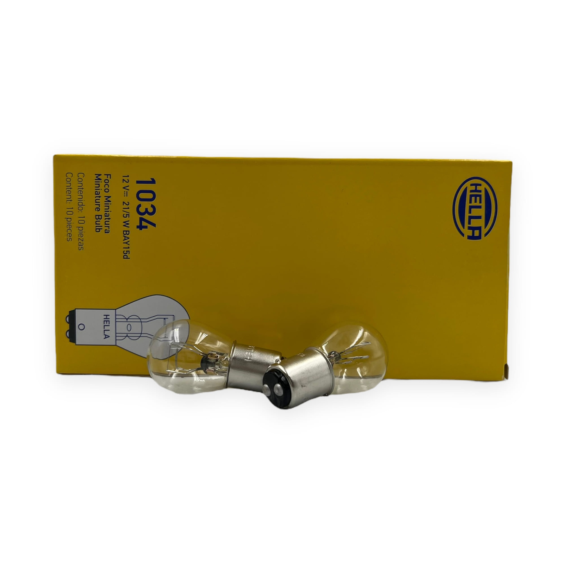 Foco Hella 1034 (2 polos patas disparejas) caja de 10 piezas · Blanco