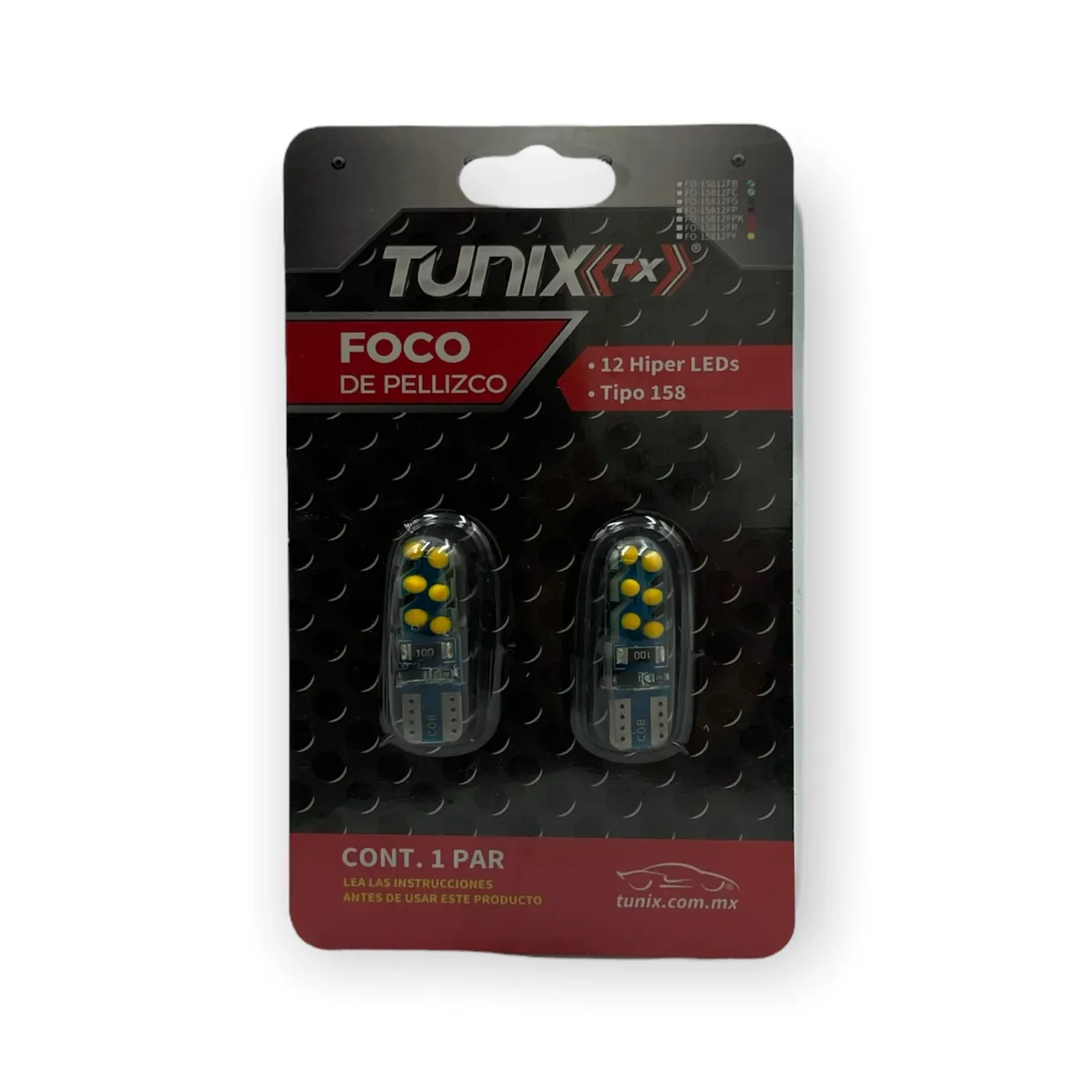 Foco T10 de 12 LED estrobo + fijo · Amarillo