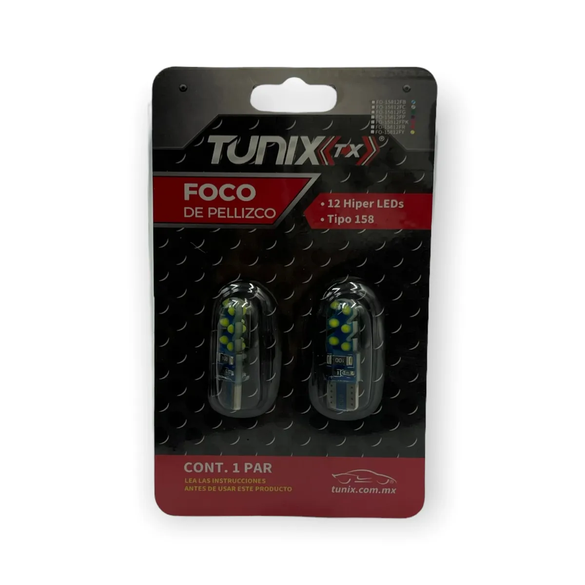 Foco T10 de 12 LED estrobo + fijo · Blanco