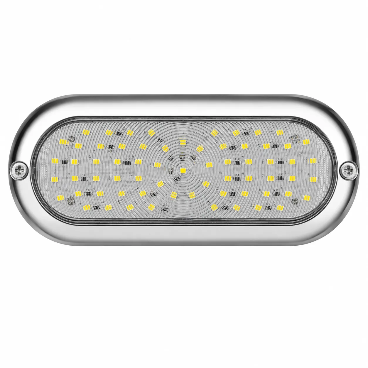 Plafón multivoltaje ovalado ultra slim con estrobo — Blanco