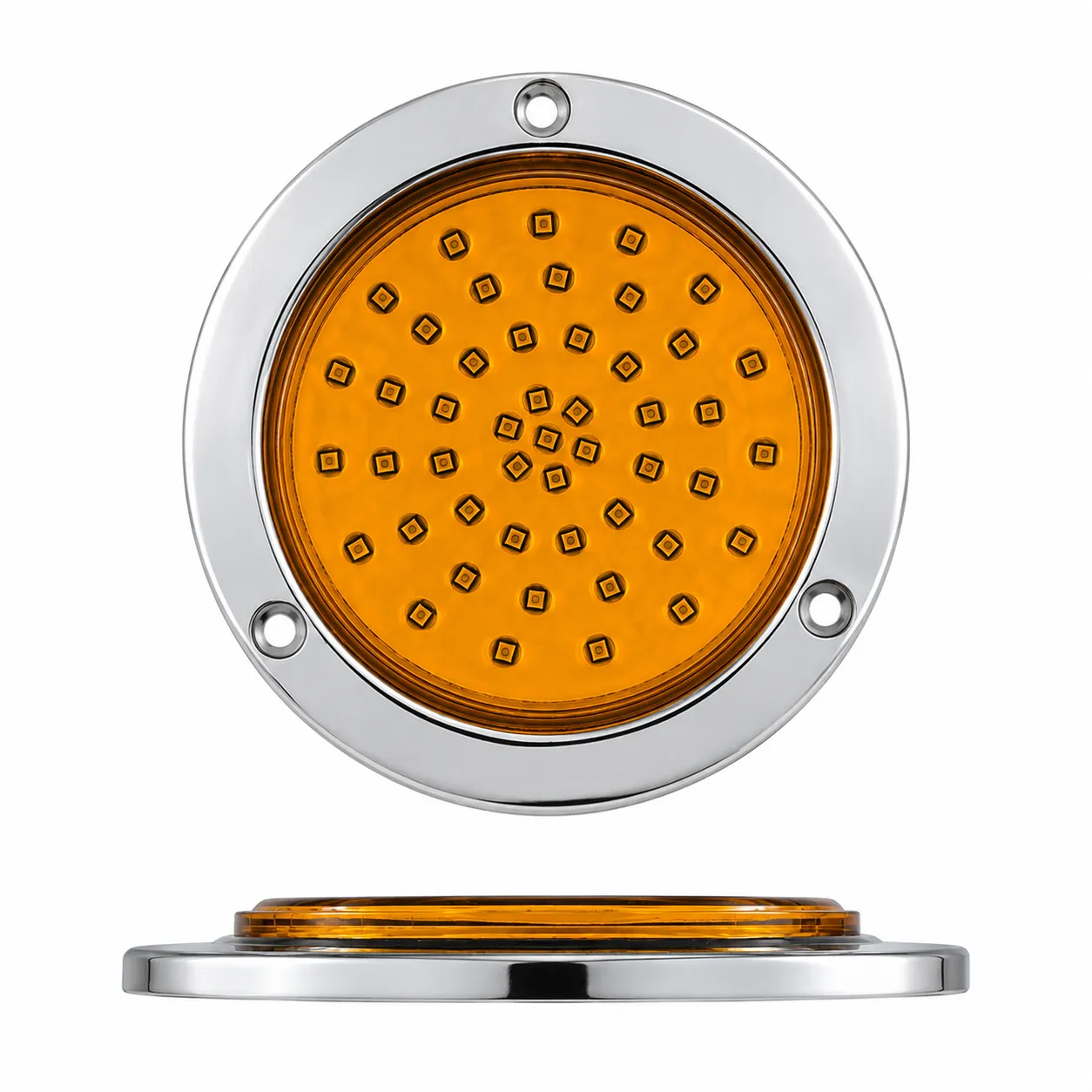 Plafón multivoltaje redondo de 48 LED ultra slim con estrobo — Ámbar