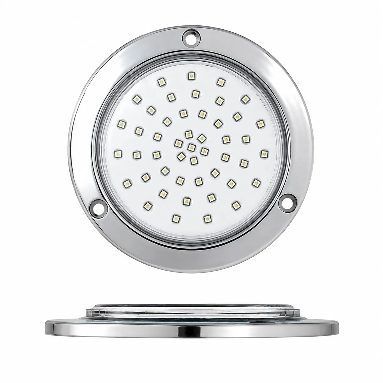 Plafón multivoltaje redondo de 48 LED ultra slim con estrobo — Blanco