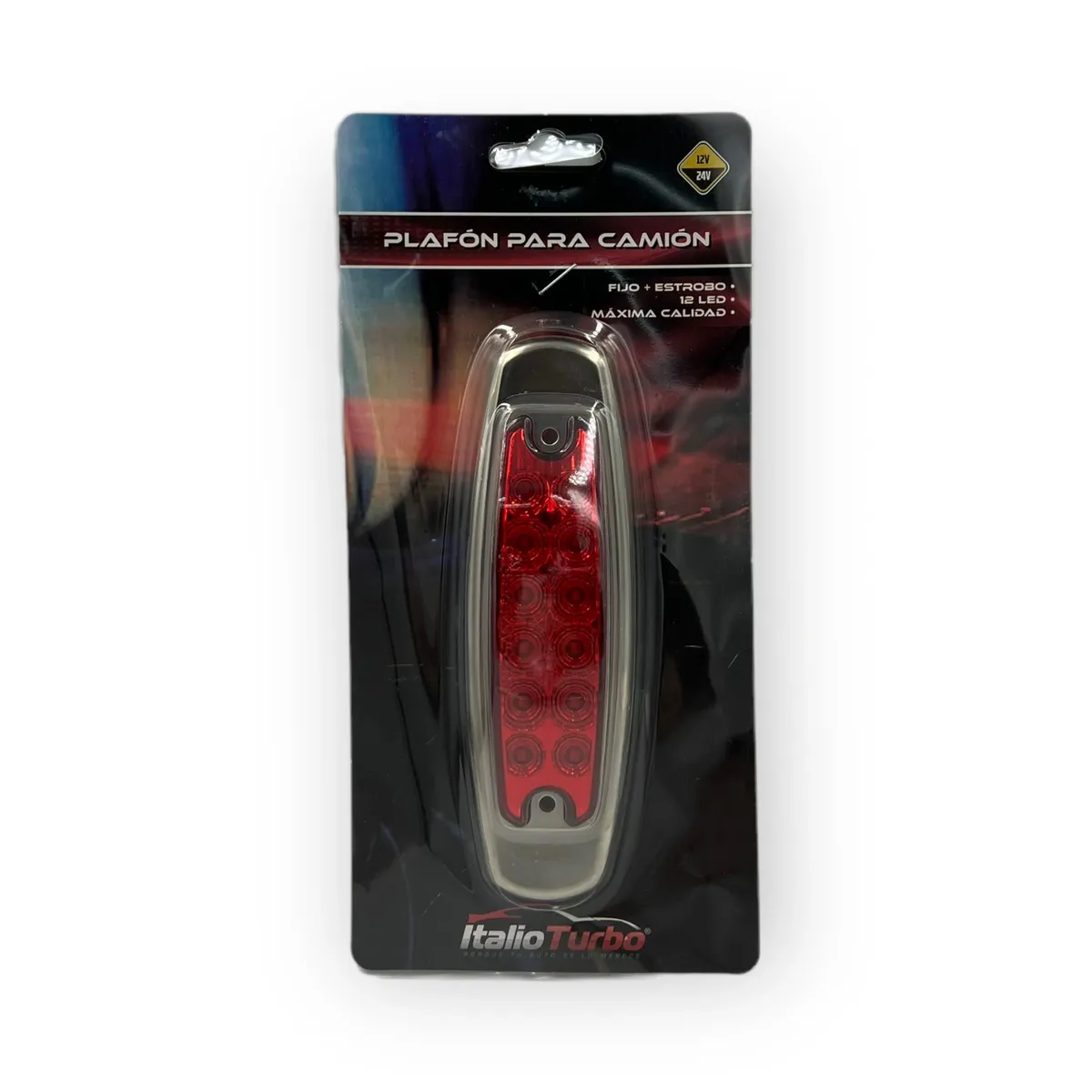 Plafón tipo Peter Bilt de 12 LED función fija y estrobo · Rojo