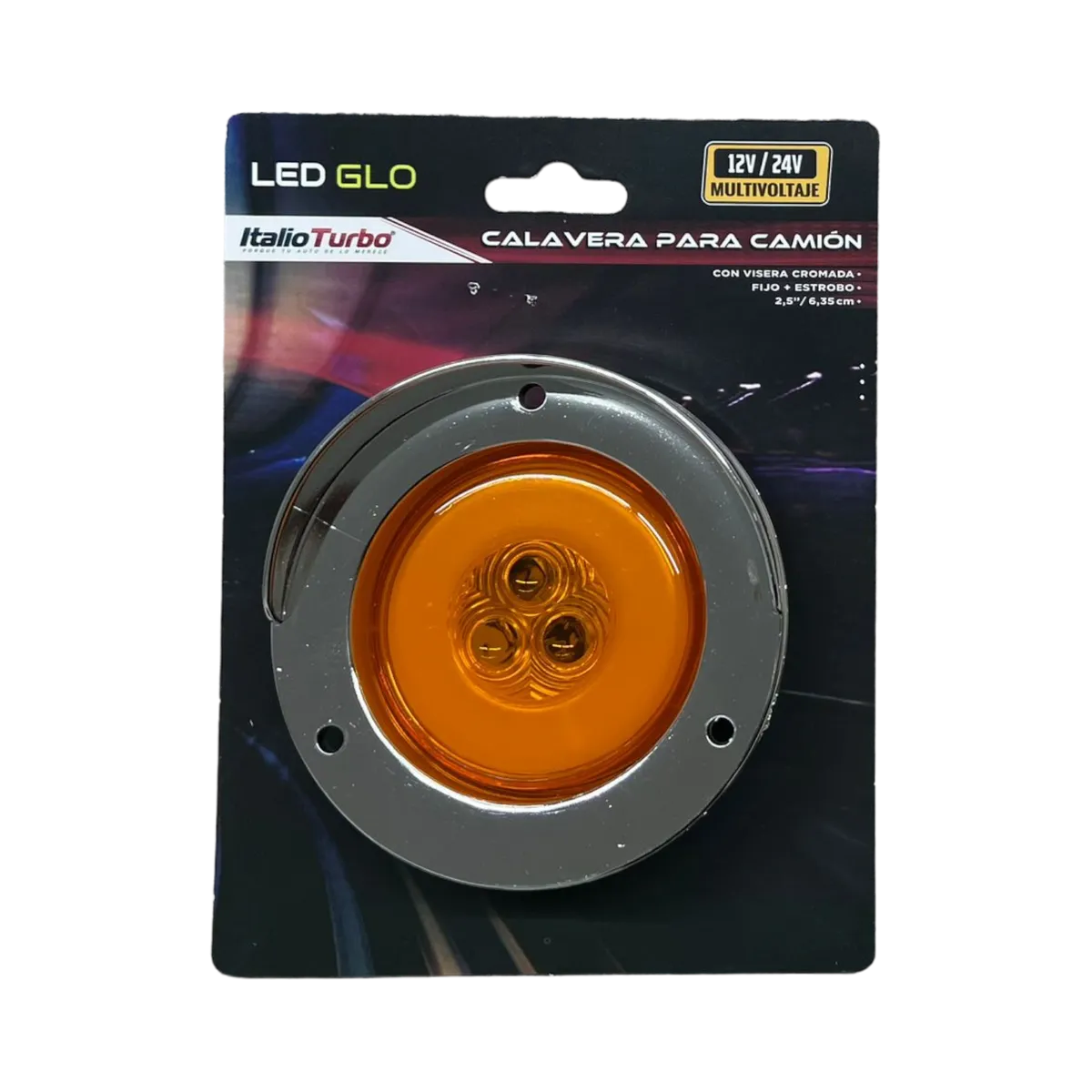 Plafón direccional GLO para camión de 2.5" con visera · Ámbar