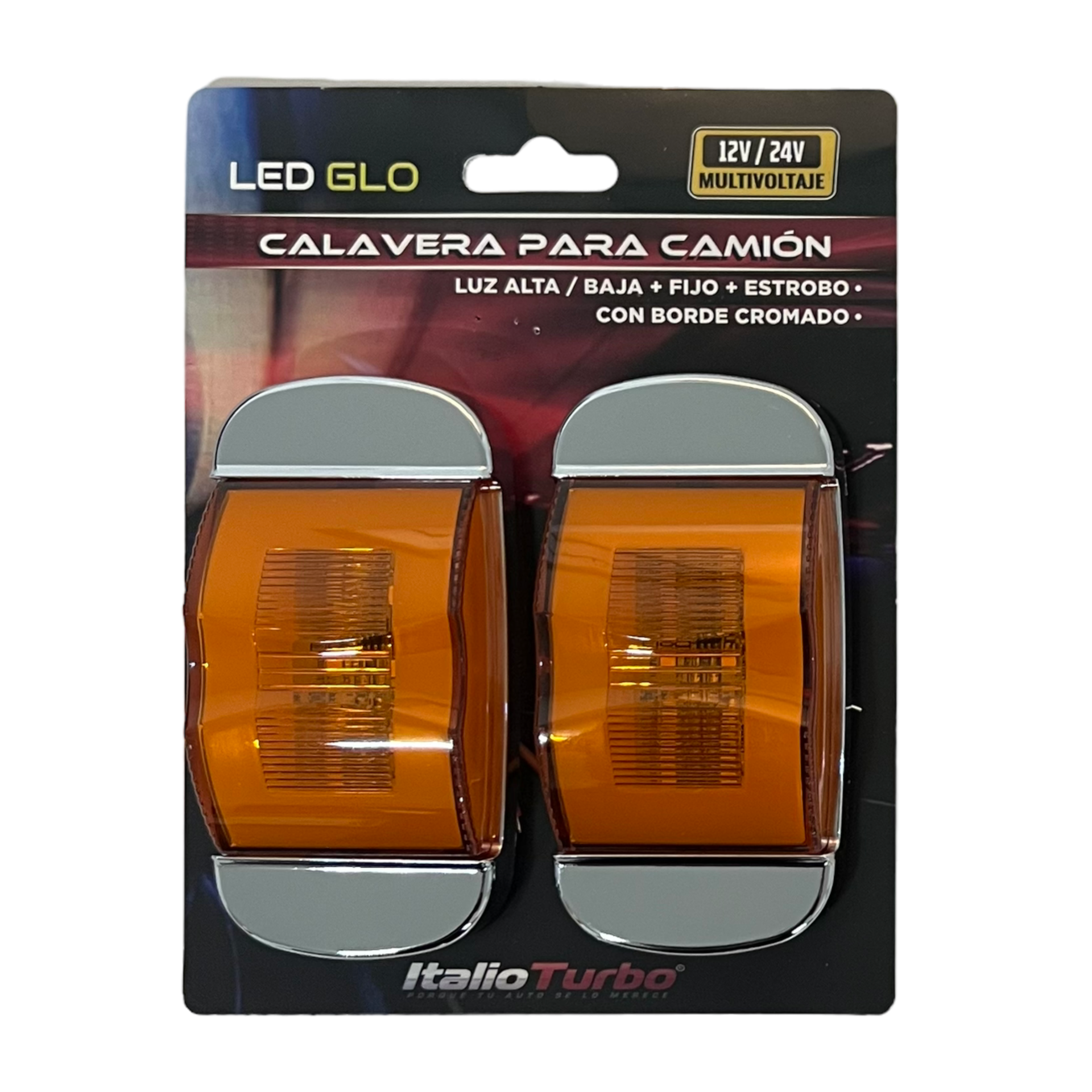 Plafón lateral para camión con borde cromado · Ámbar