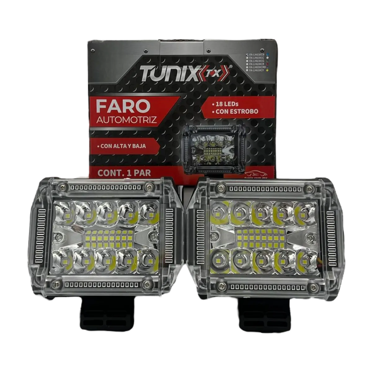 Faro de 18 LED multifunciones y arillo de color · Amarillo