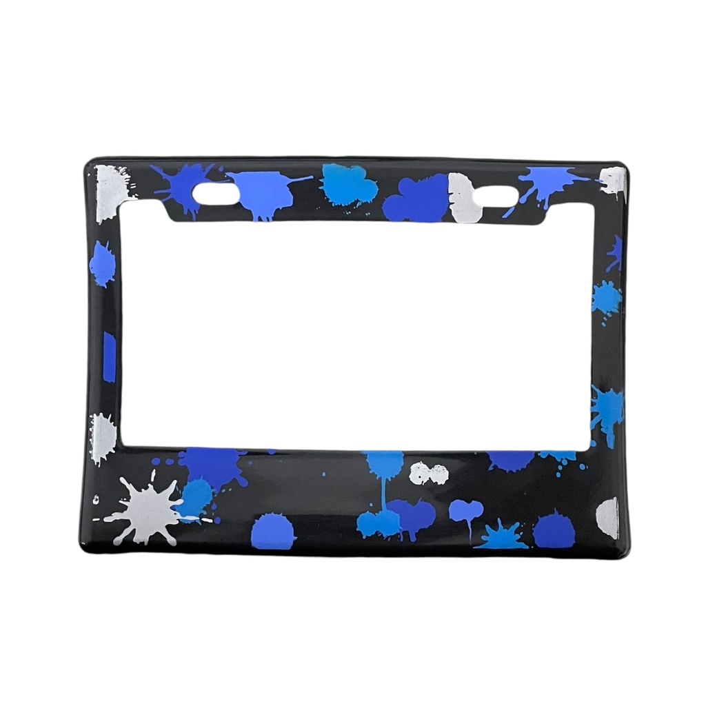 Portaplaca flexible para moto manchas varios colores — Azul