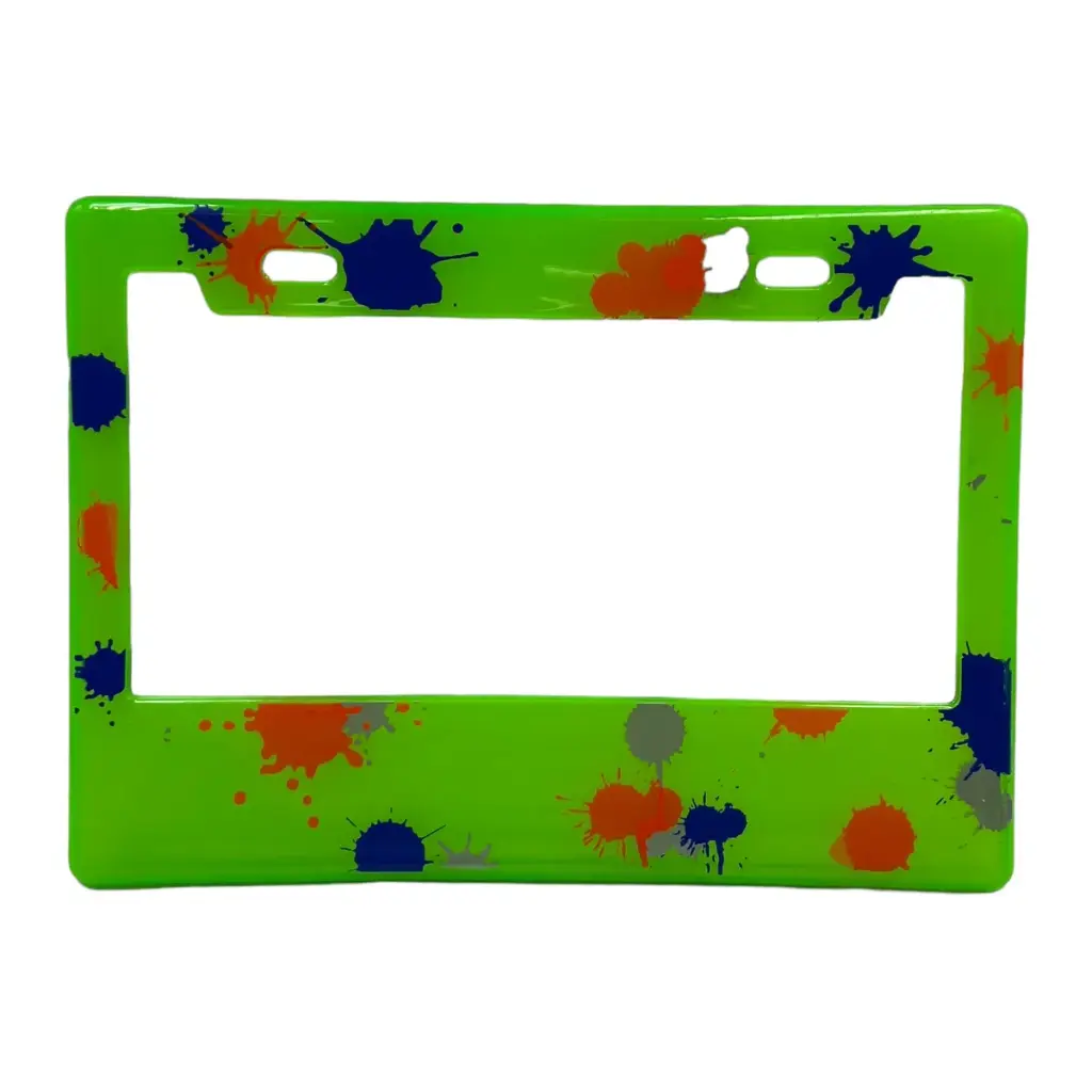 Portaplaca flexible para moto manchas varios colores — Verde