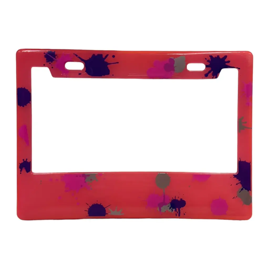 Portaplaca flexible para moto manchas varios colores — Rosa