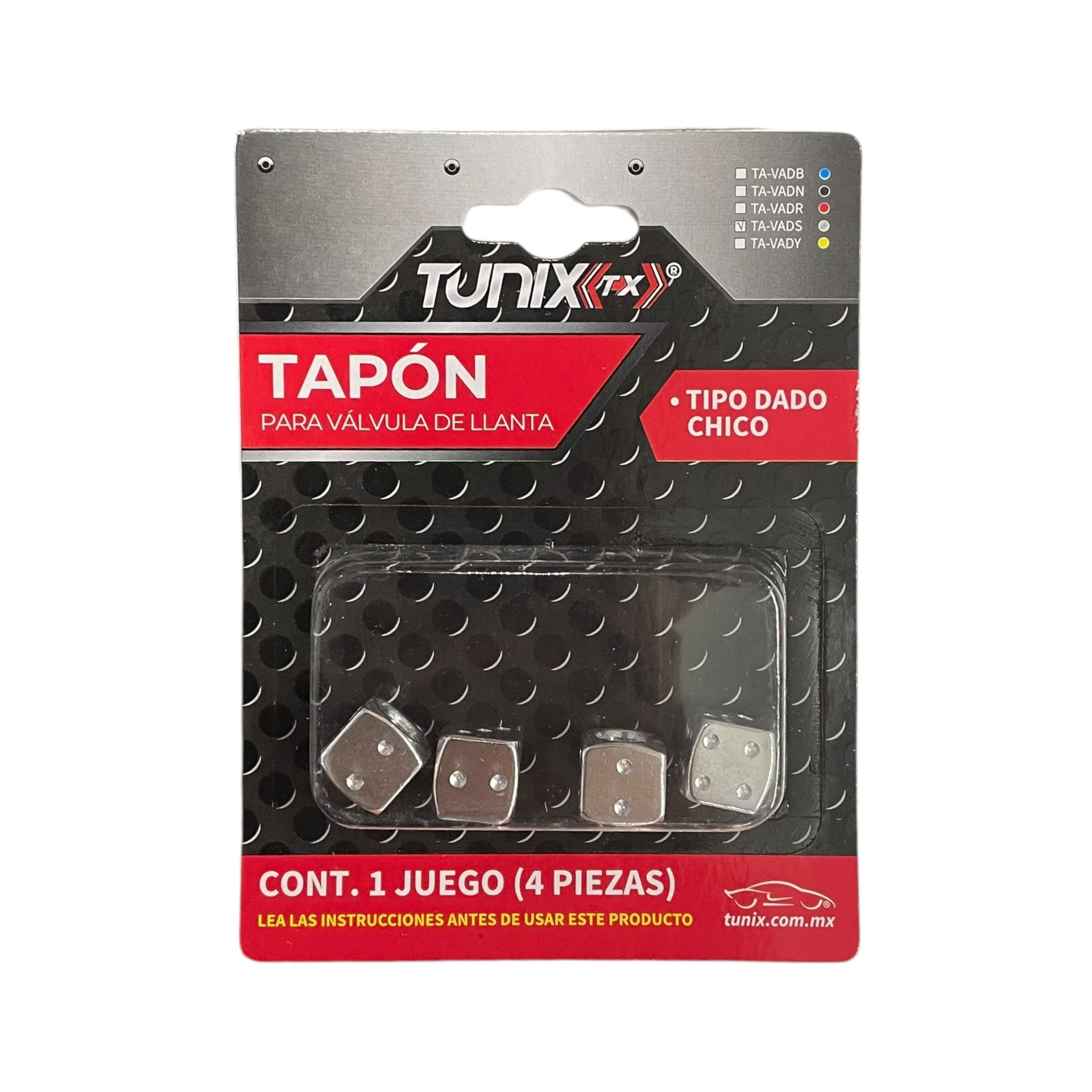 Tapón de válvula dado chico 4 pza — Plata