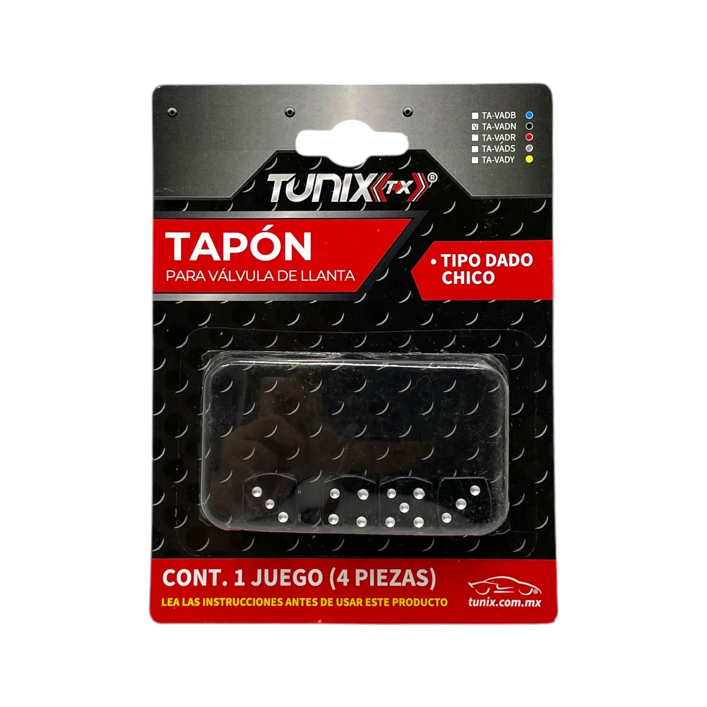 Tapón de válvula dado chico 4 pza — Negro