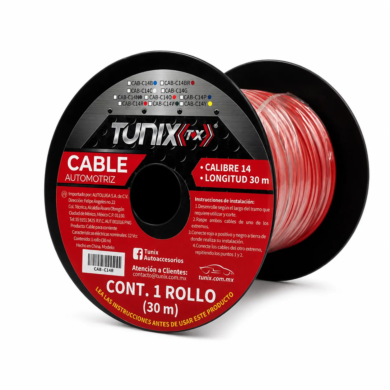 Cable de instalación calibre 14 rojo 30M