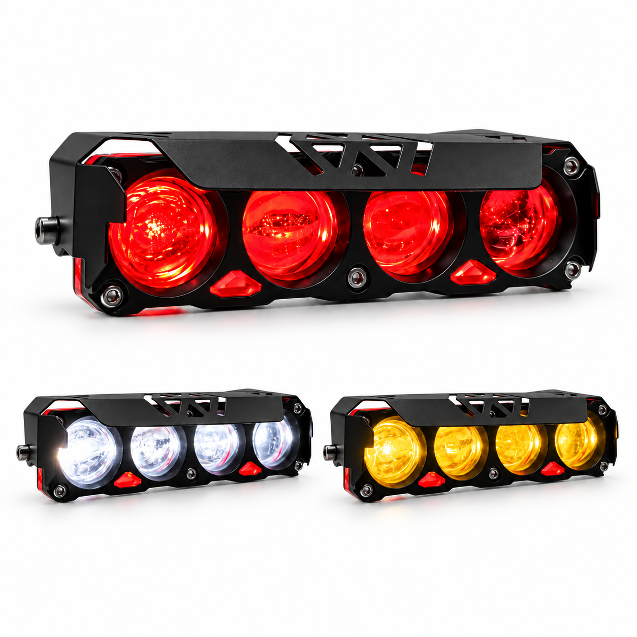 Faro LED para moto con 4 lentes con ojo de diablo