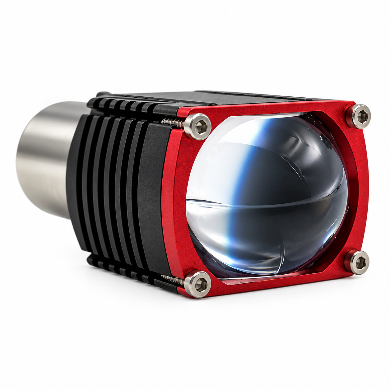 Foco LED para moto BA20D con lupa bicolor rojo