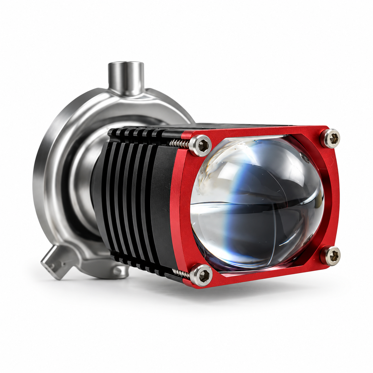 Foco LED para moto H4 con lupa bicolor rojo