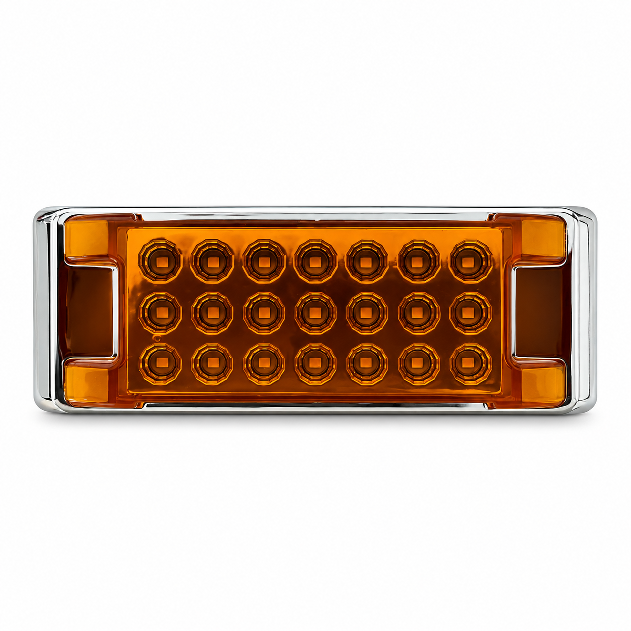 Plafón LED rectangular de 21 LED ambar y base cromado