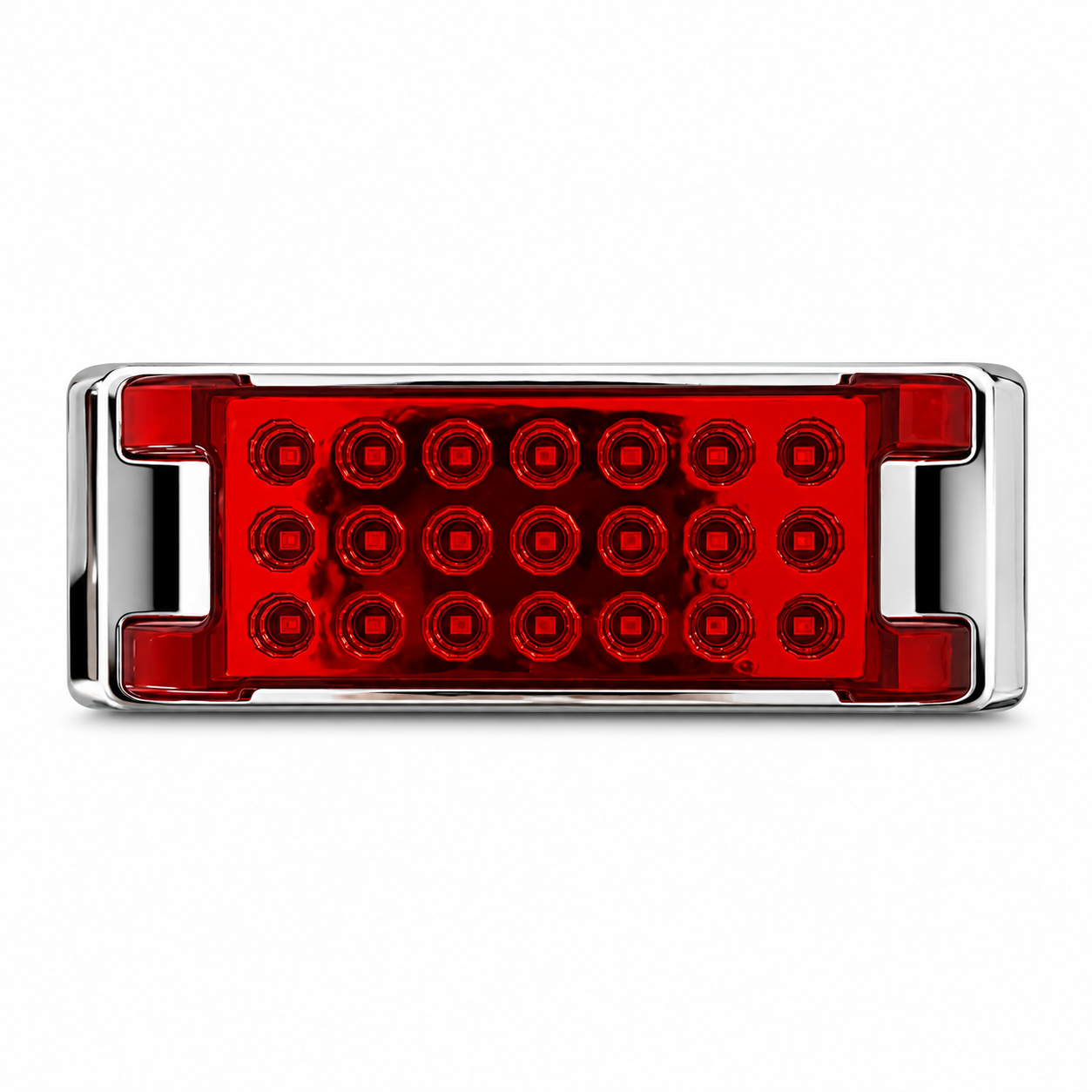 Plafón LED rectangular de 21 LED rojo y base cromado