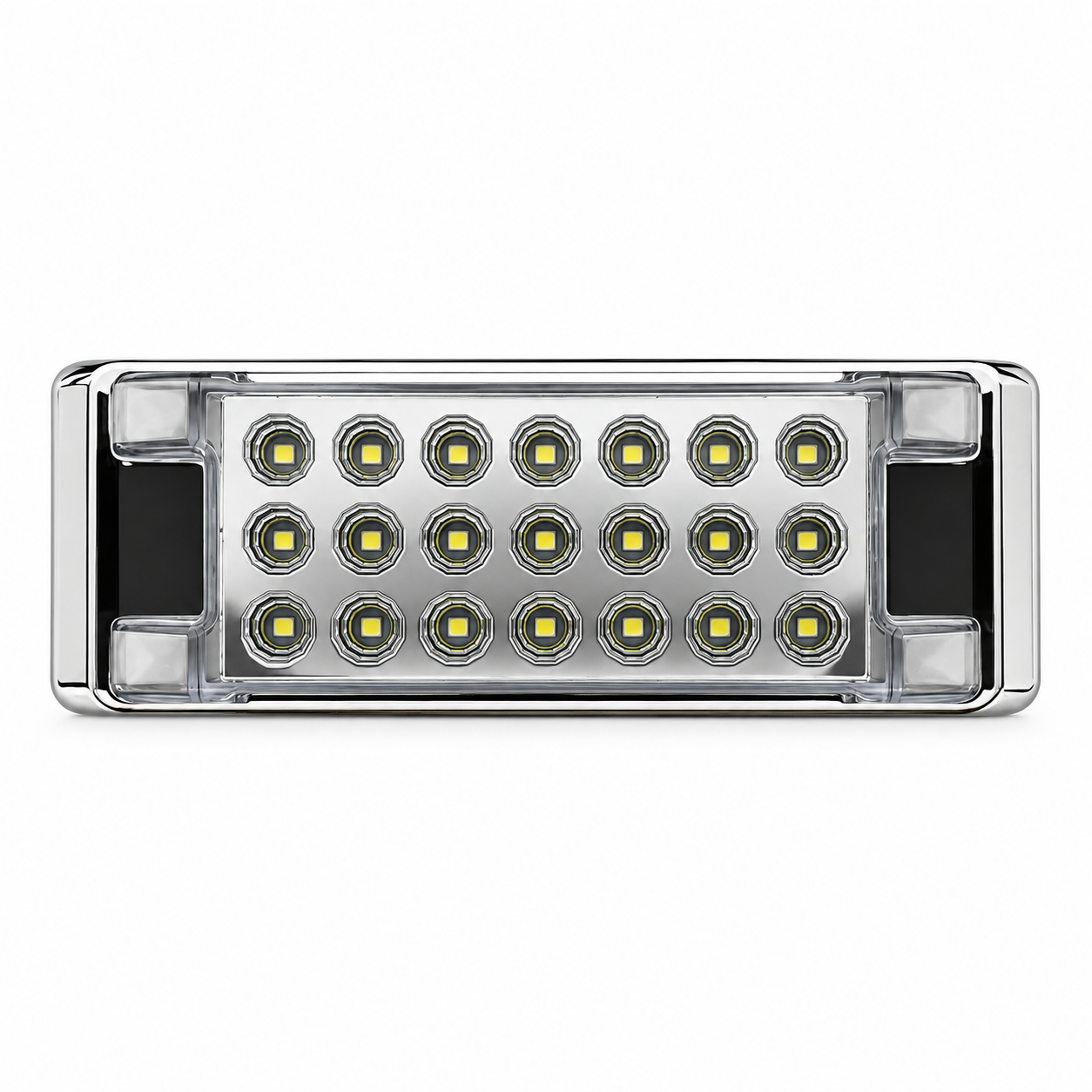 Plafón LED rectangular de 21 LED blanco y base cromado