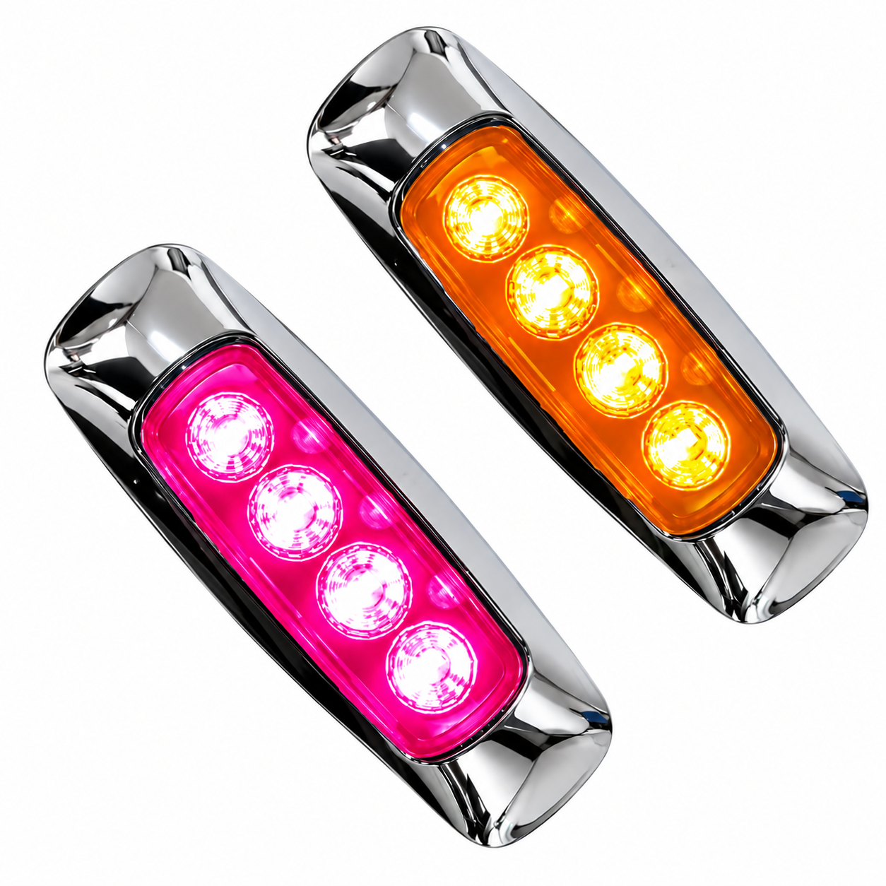 Plafón de 8 LED bicolor ámbar/rosa base cromada
