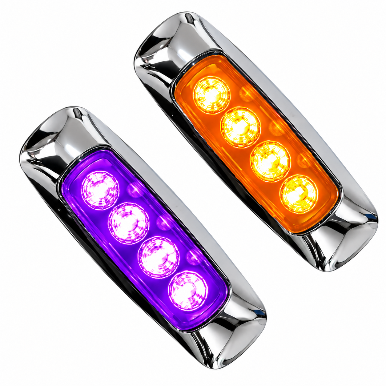 Plafón de 8 LED bicolor ámbar/morado base cromada
