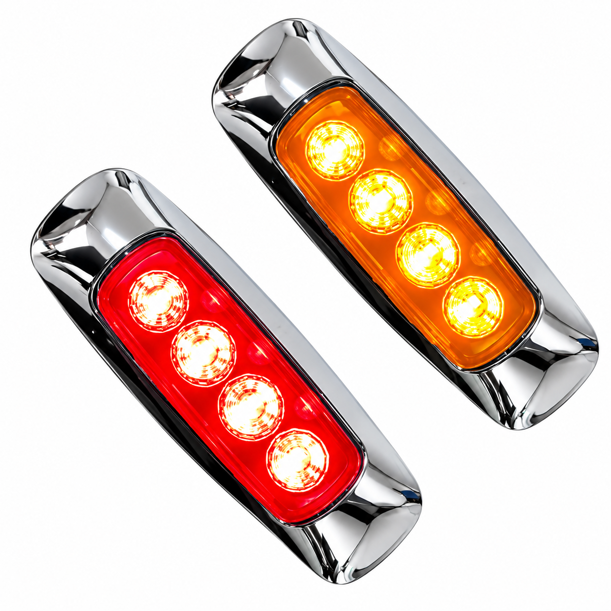 Plafón de 8 LED bicolor ámbar/rojo base cromada