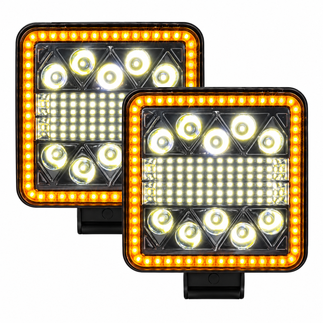 Faro LED con aro COB ámbar y luz blanca