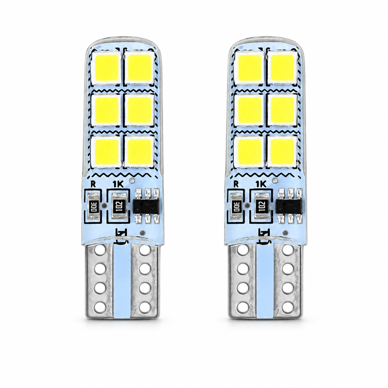 Foco LED azul de pellizco T10 — Blanco
