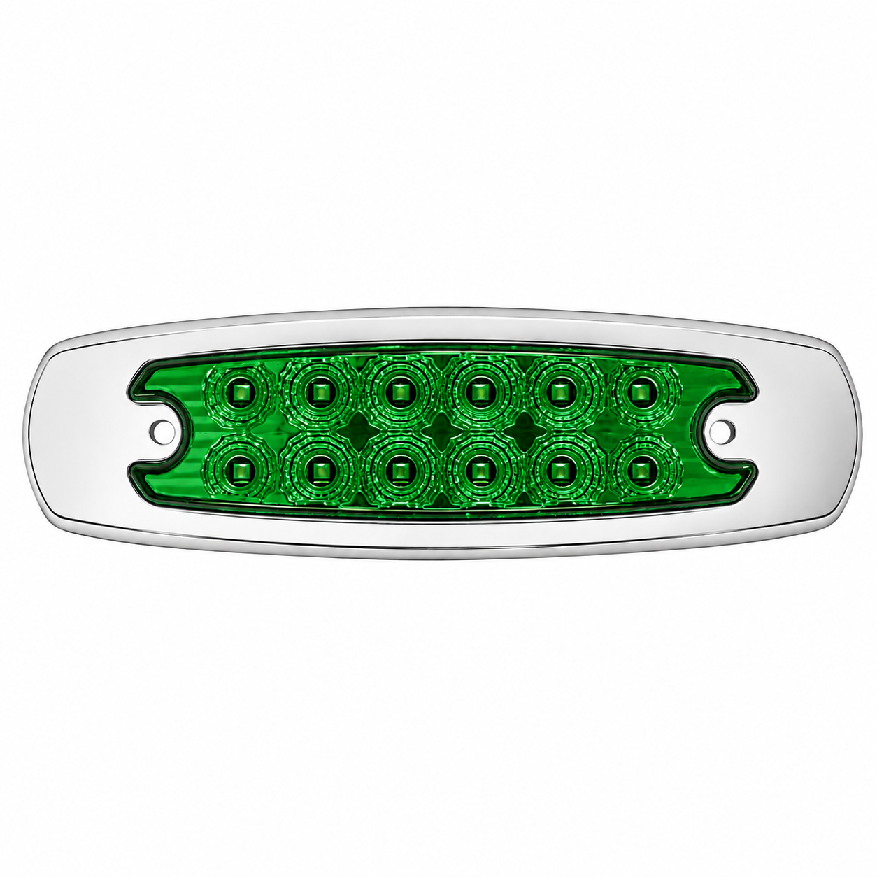 Plafón tipo Peter Bilt de 12 LED función fija y estrobo — Verde